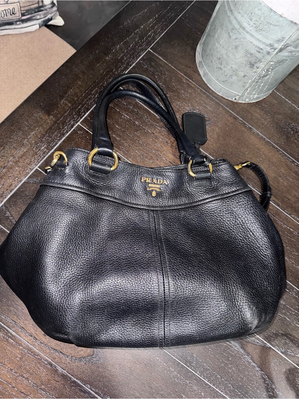 Prada Vitello Daino Leather Black Vitello with Gold Hardware - Picture 6 of 12